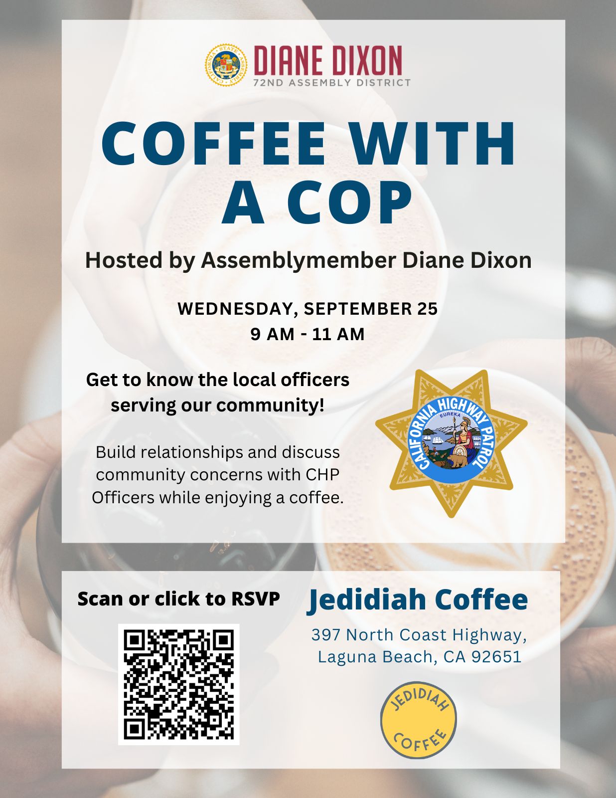 Asm. Dixon's Coffee with a Cop Event - Laguna Beach